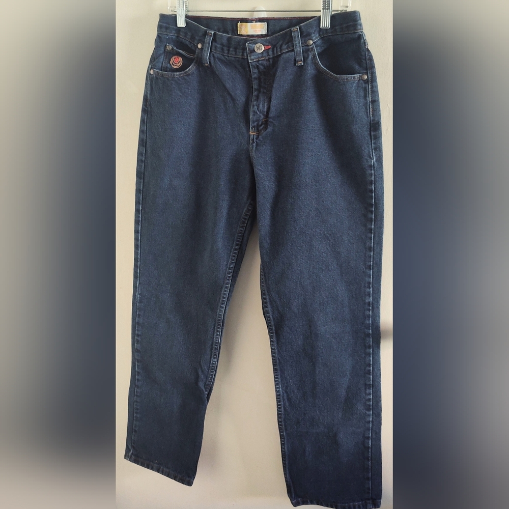 20 X Tulsa women's size 14/32 dark wash blue jeans. Slim fit. Cotton.